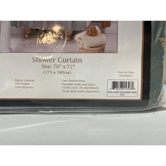 Royal Accent Embroidered Taffeta Shower Curtain 70”x72” Floral Blue - Picture 6 of 6
